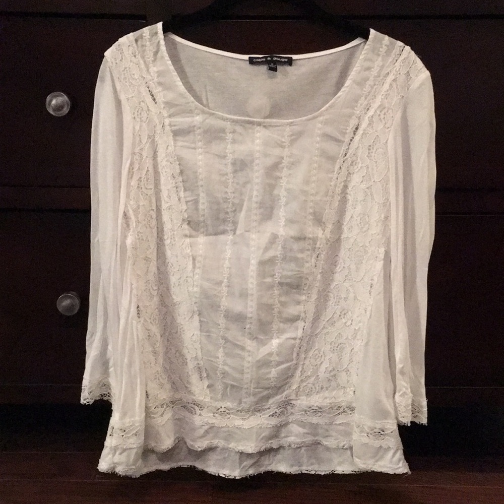 A white lace top from Cable and Gauge!